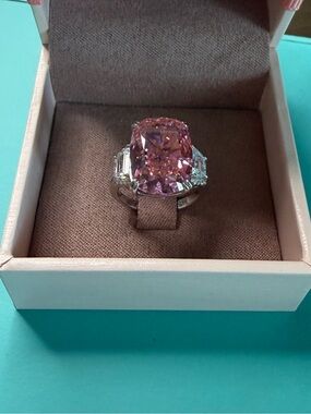 Blush Pink Oval Statement Ring - Size 5